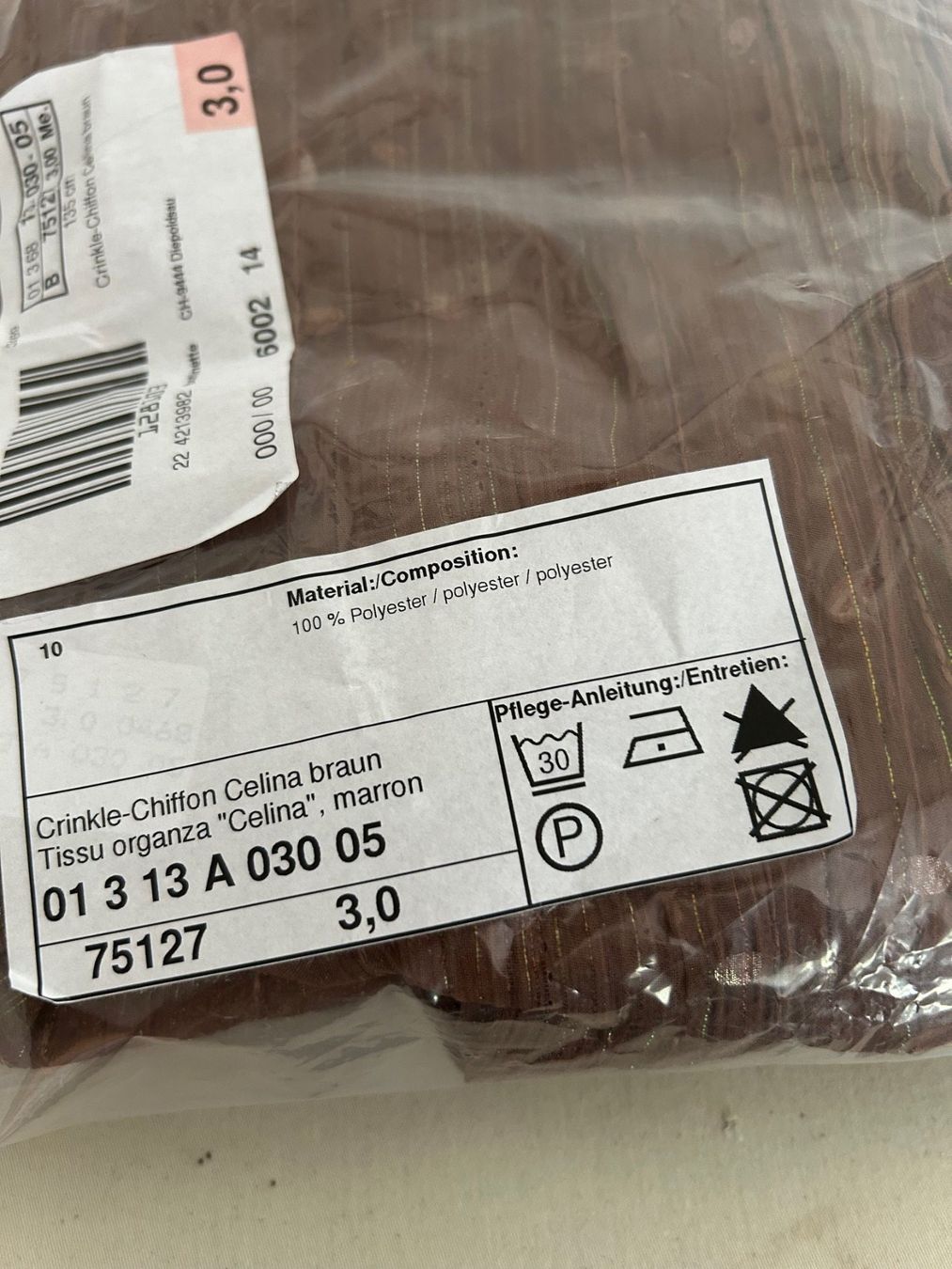 Tessuti: Crinkle-Chiffon braun (maron) – Nuovo e nell'imballaggio originale da Au SG venduto da Nadel04 1