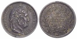Frankreich, 25 Cents 1845 B Ruen
