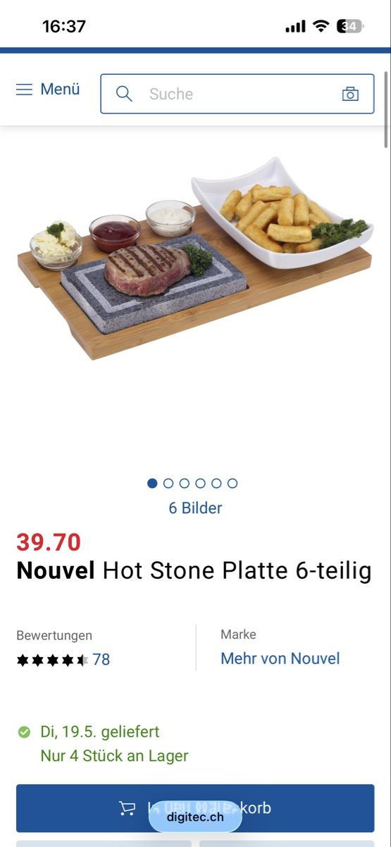 Set di piatti: Nouvel Hot Stone Set 4stk mit 7 Steinen – Usato da Emmenbrücke venduto da denola