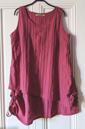 JACQUES RUC : Longue tunique plissée rose profond XL