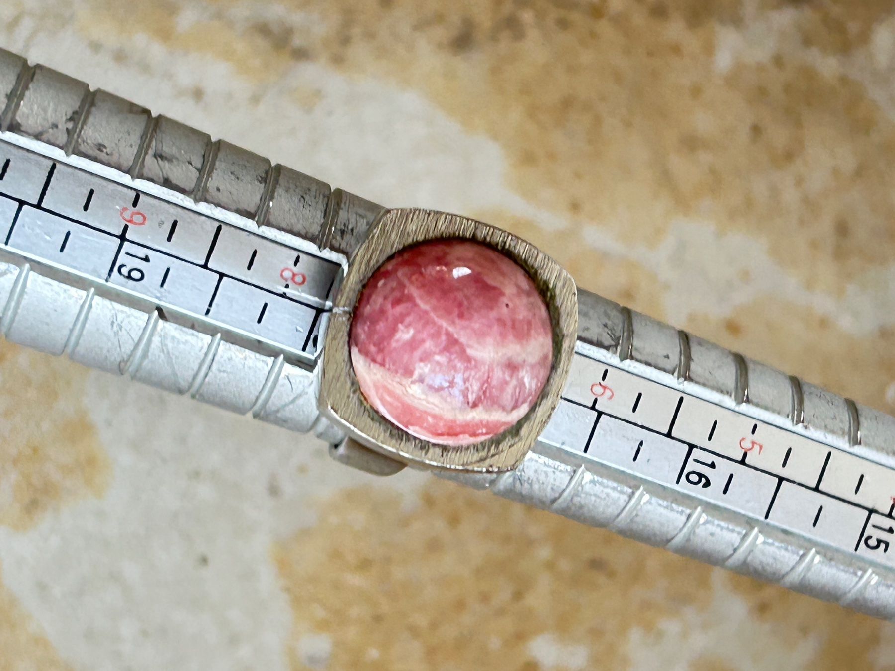 Anelli: Silberring mit Rhodonit Stein, Vintage (55) – Usato da Dittingen venduto da Bellevista 1