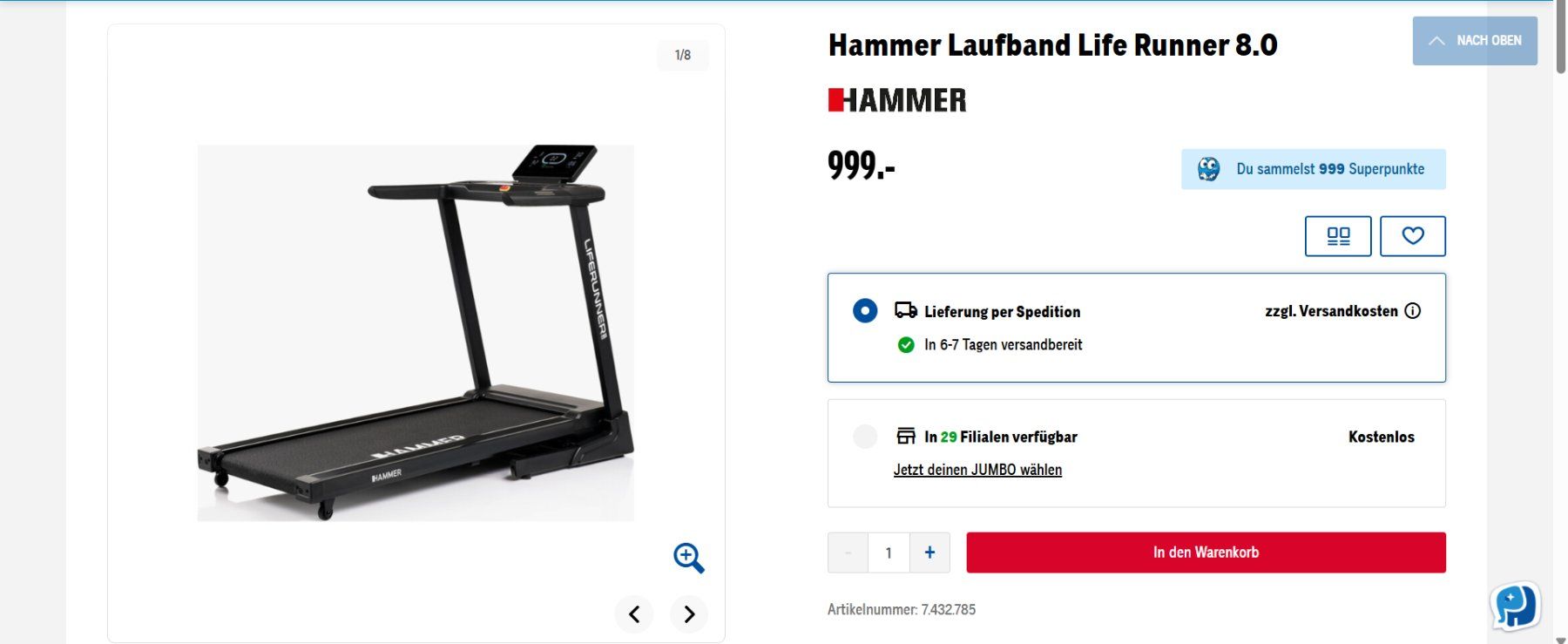 Hometrainer: Hammer Laufband Life Runner 8.0 – Neu (gemäss Beschreibung) aus Grächen von violetmeetsblue 3