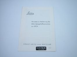 Leica Mikro-Spiegelreflexansatzes Anleitung