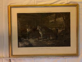 Antike Lithographie "The Mail Change"