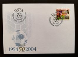 Schweiz FDC Sondermarke 50 Jahre UEFA 2004