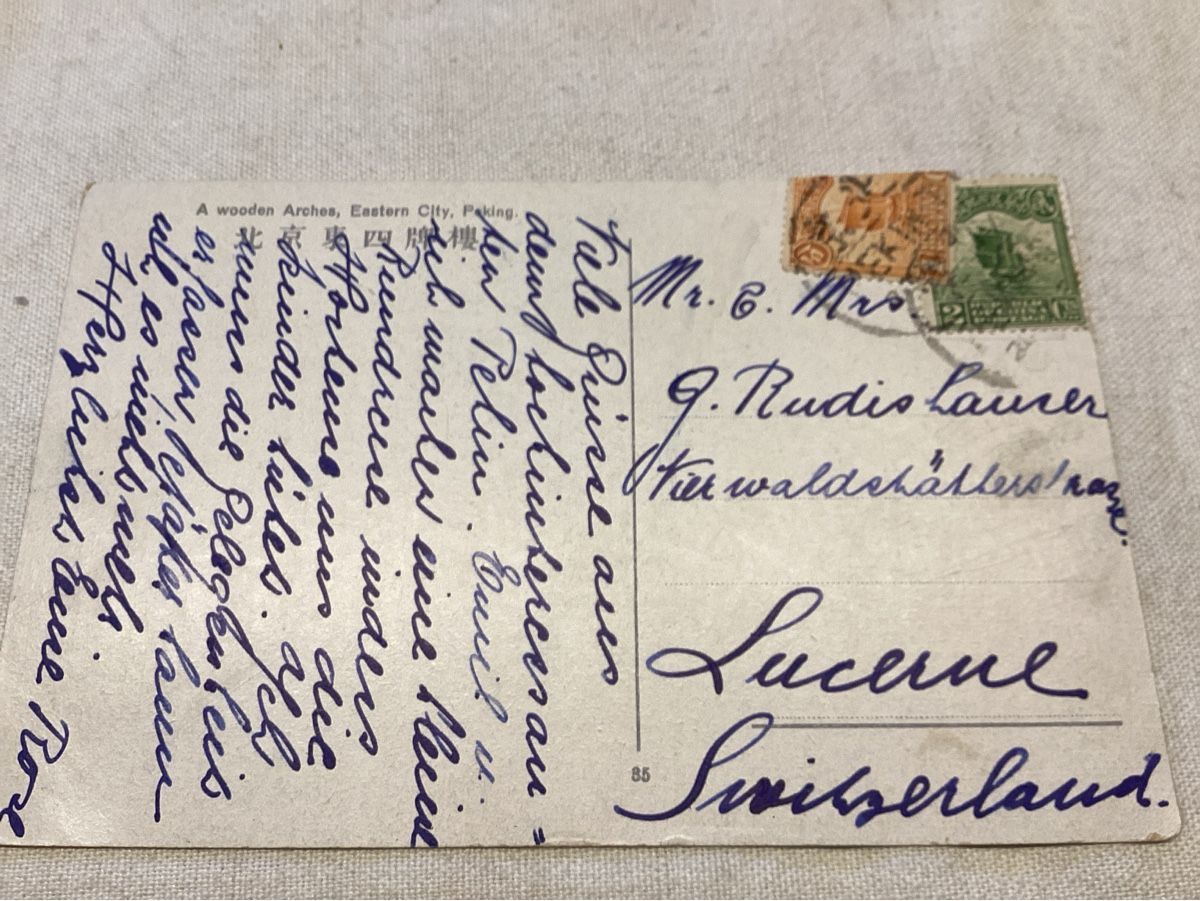 Ansichtskarten: Chine pour LUZERN  1920 – Gebraucht aus Luc (Ayent) von Rebouille 1