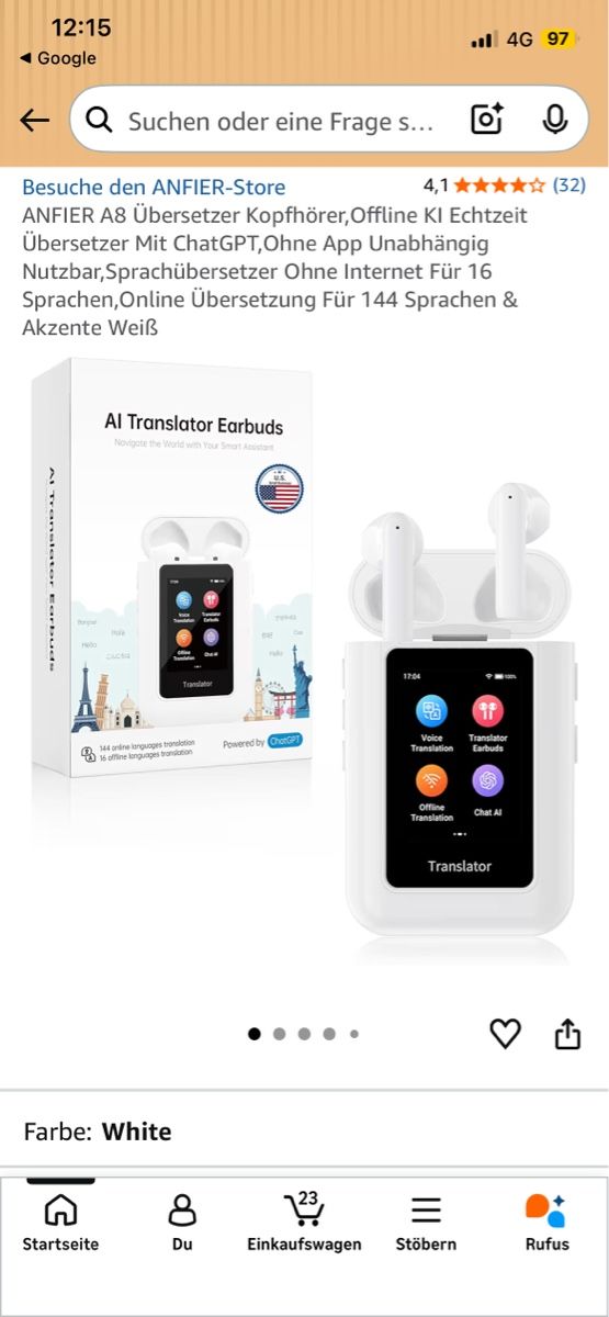 Cuffie: ANFIER A8 Translator Earbuds - Chat GPT Enabled! – Nuovo (secondo la descrizione) da Belp venduto da Seltschuq