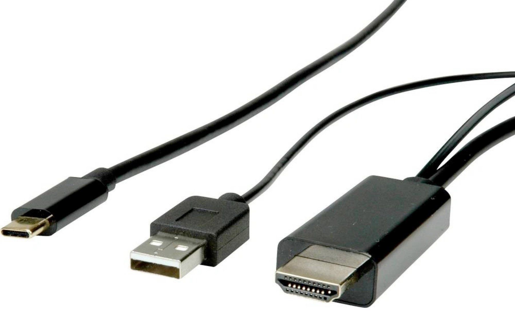 Cavi: ROLINE Adapterkabel USB Typ-C_zu_HDMI+USB-A ST/ST 2m schwarz – Nuovo e nell'imballaggio originale da Reinach AG venduto da RiesenServicesGmbH