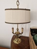 Lampada da tavolo ottone con paralume plissettato