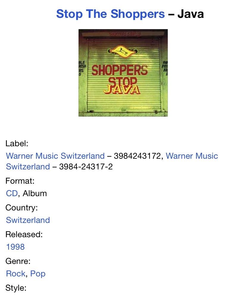 CDs: The Shoppers Stop - JAVA CD • Schweizer – Gebraucht aus Luzern von Lycka 3