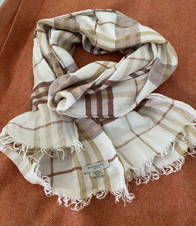 Schal Burberry Check Leinen Damen Beige Grösse One Size