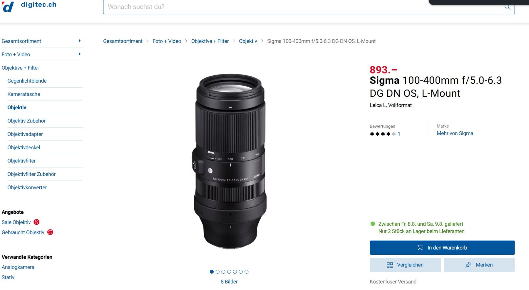 Sigma Obiettivi: Sigma 100-400mm L-mount Objektiv Panasonic Lumix – Usato da Geneve venduto da T36