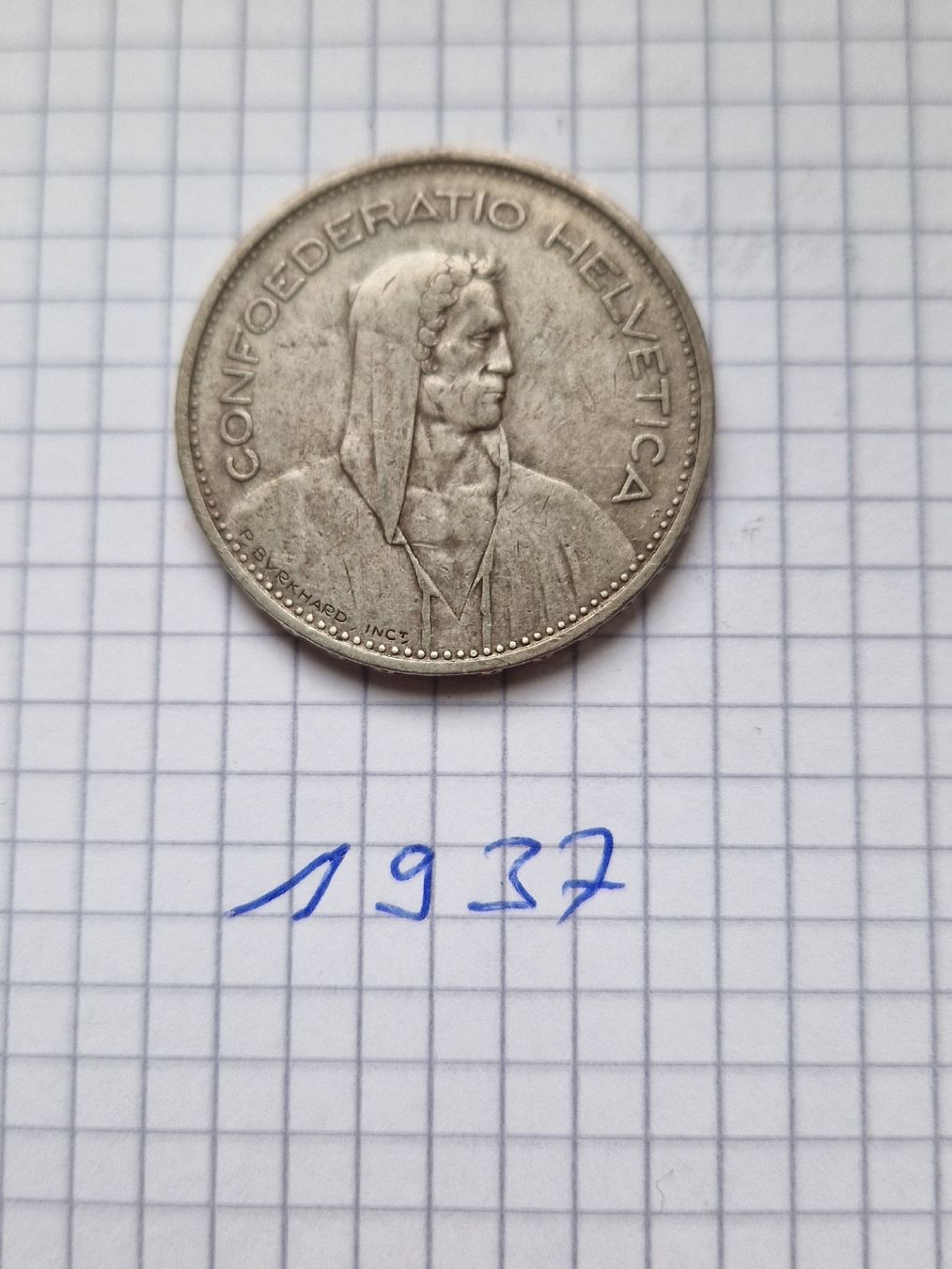 Tutti le monete: 5 Franken Siber, 1937 – Usato da Alterswil FR venduto da Paseo0 1