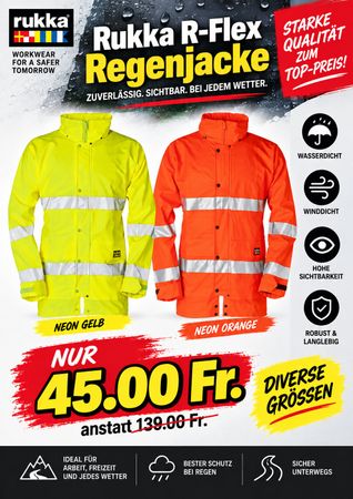 Rukka R-Flex Jacke EN ISO 20471 Kl. 3 orange Gr. M