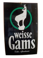 Werbung Schild antik - Weisse Gams