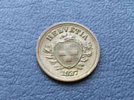 Sehr schöne 1 Rappen 1937 VZ + ungereinigt m.patina