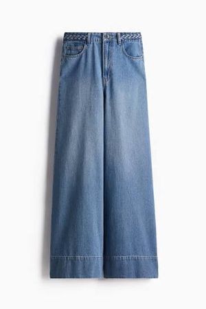 H&M Wide High Waist Jeans mit geflochtenem Detail am Bund