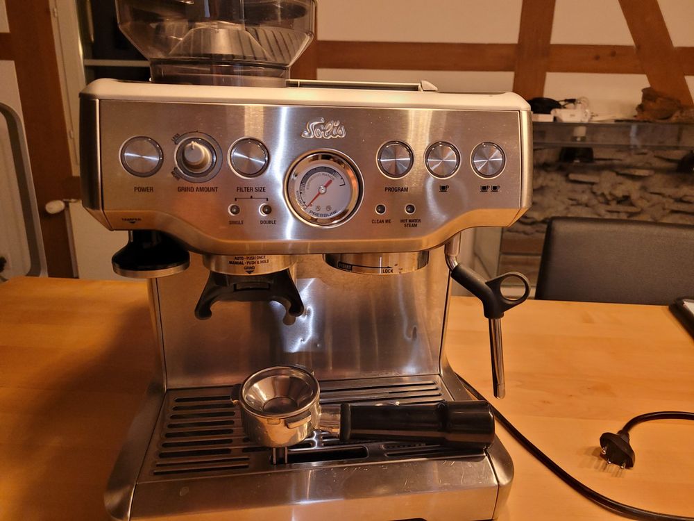 Solis PERFETTA Espressomaschine Mit Mahlwerk - Halbautomatische Kaffeemaschine Silber
