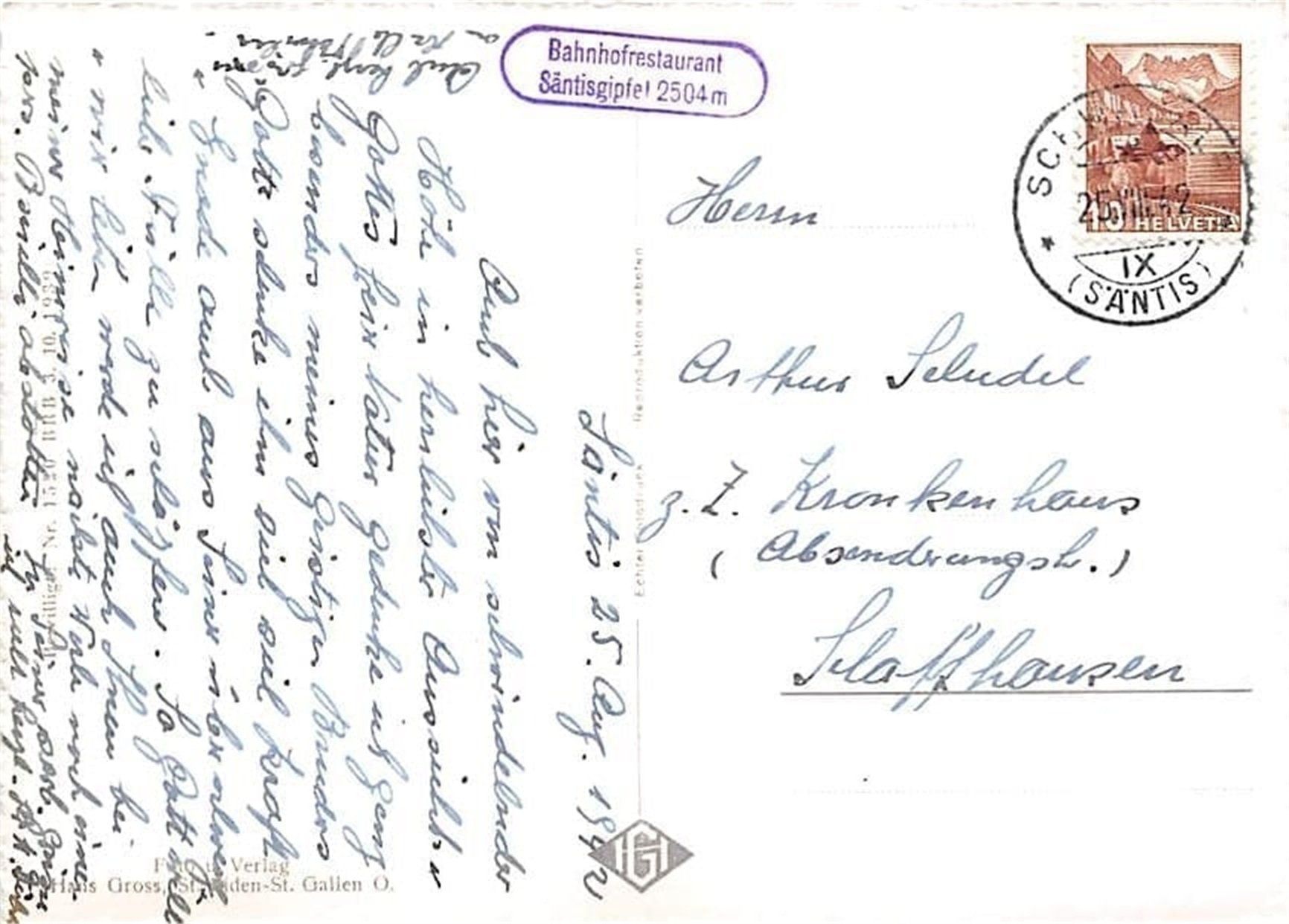 Ansichtskarten: Säntis, Observatorium – Gebraucht aus Ottikon b.Kemptth. von Neptun1974 1