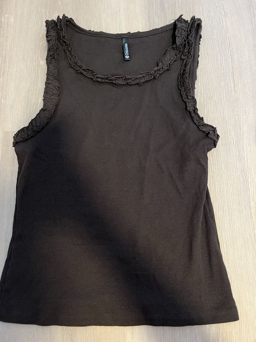 Tops: Top mit Rüschen dunkelbraun S neu – Neu (gemäss Beschreibung) aus Birrwil von vanyboo