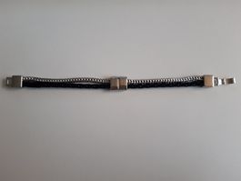 Armkette Armband silber schwarz Kunstleder Leder