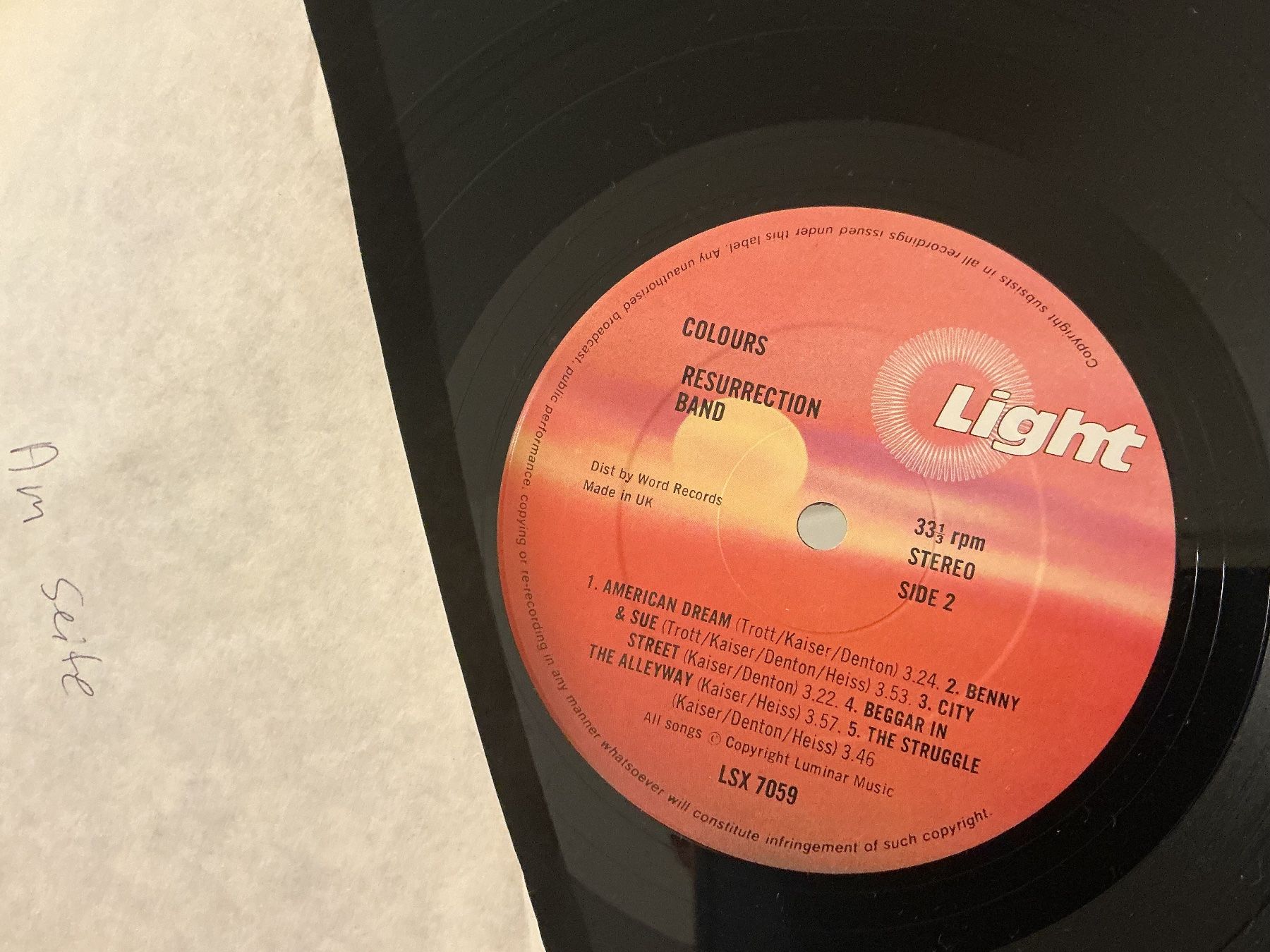 Schallplatten: Resurrection Band LP - Colours – Gebraucht aus Winterthur von Tumko-Vinyl 2