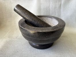 XL GRANIT MÖRSER MIT STÖSSEL Dunkelgrau 17cm