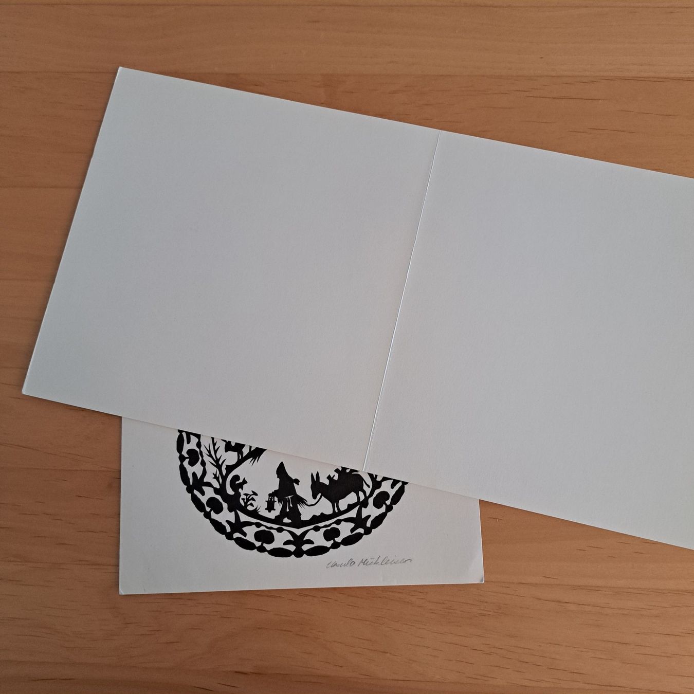 Grafiken & Lithographien: 2 Scherenschnitt Kunstkarten  U. Mühleisen – Gebraucht aus Grüningen von Tappio 2