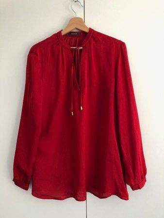 Bluse, esprit, 42, rot, Tunikastil, langarm