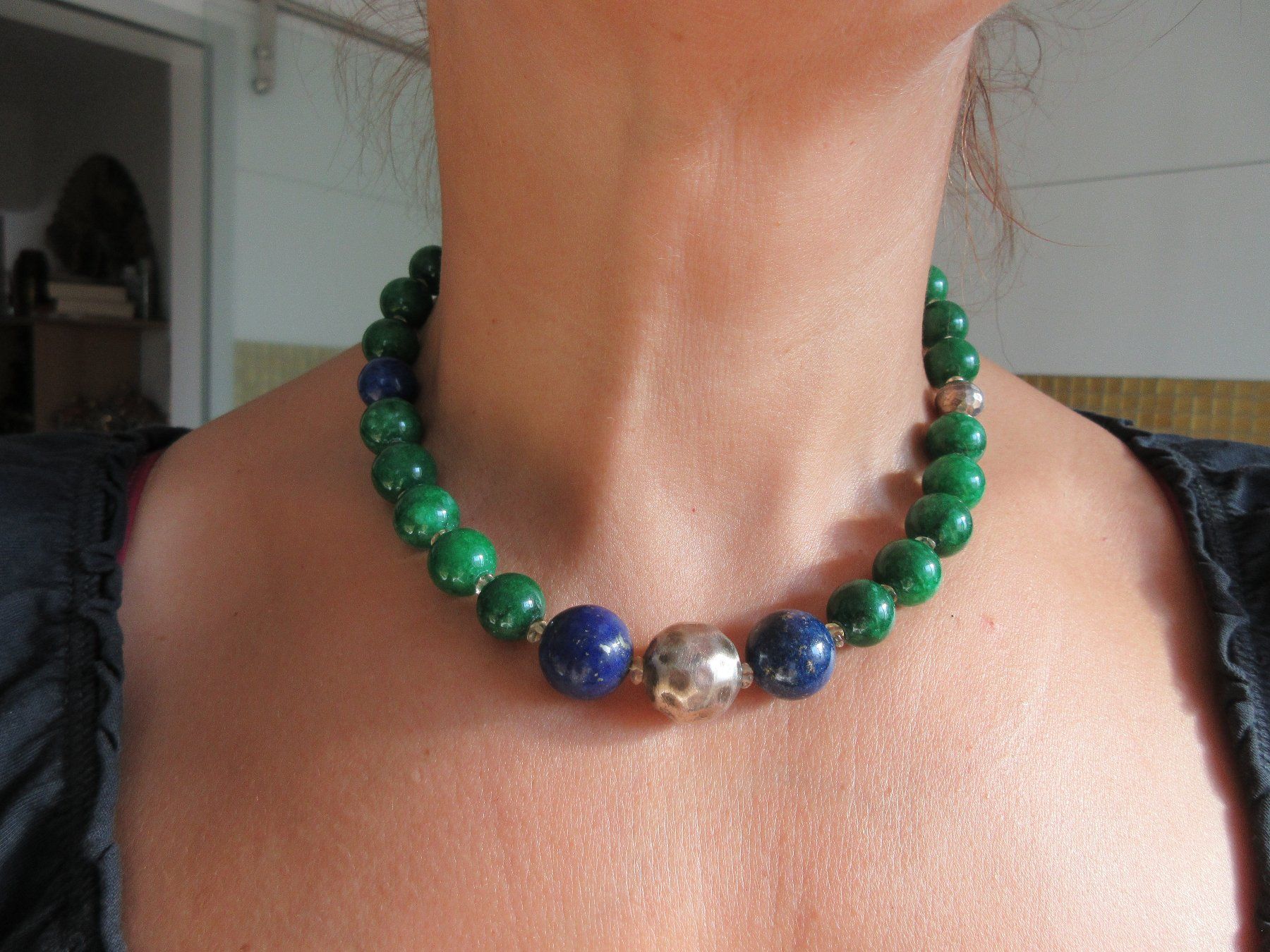 Ketten: Grosse Collier mit Jade, Lapislazuli und 925 Silber – Neu (gemäss Beschreibung) aus Grenchen von Elenka 8