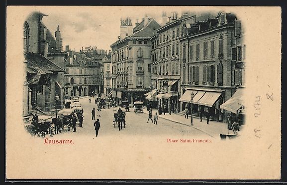 Cartoline postali: AK Lausanne, Place Saint-Francois – Usato da Berlin venduto da bartko-reher