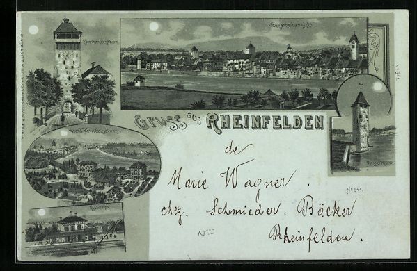 Ansichtskarten: Mondschein-Lithographie Rheinfelden, Gra – Gebraucht aus Berlin von bartko-reher