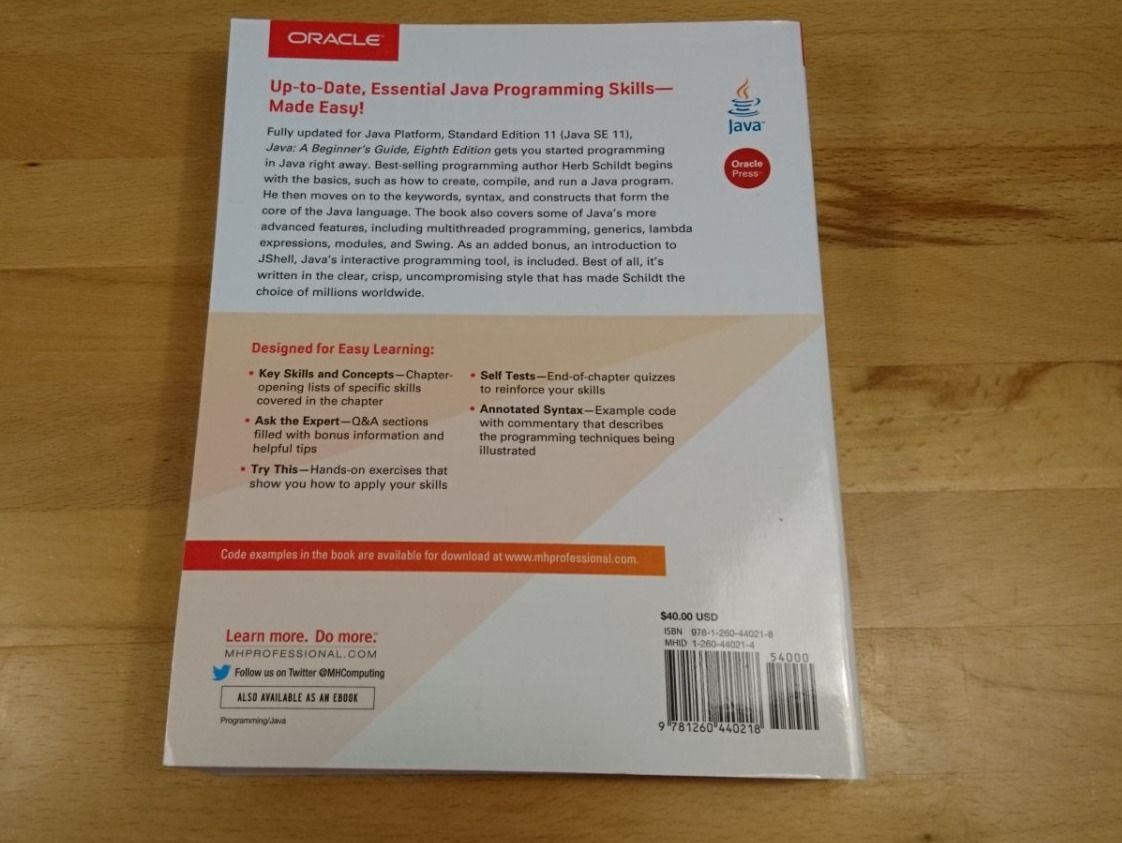 Schule & Studium: Java, A Beginner's Guide (Eighth Edition) – Gebraucht aus Winterthur von  1