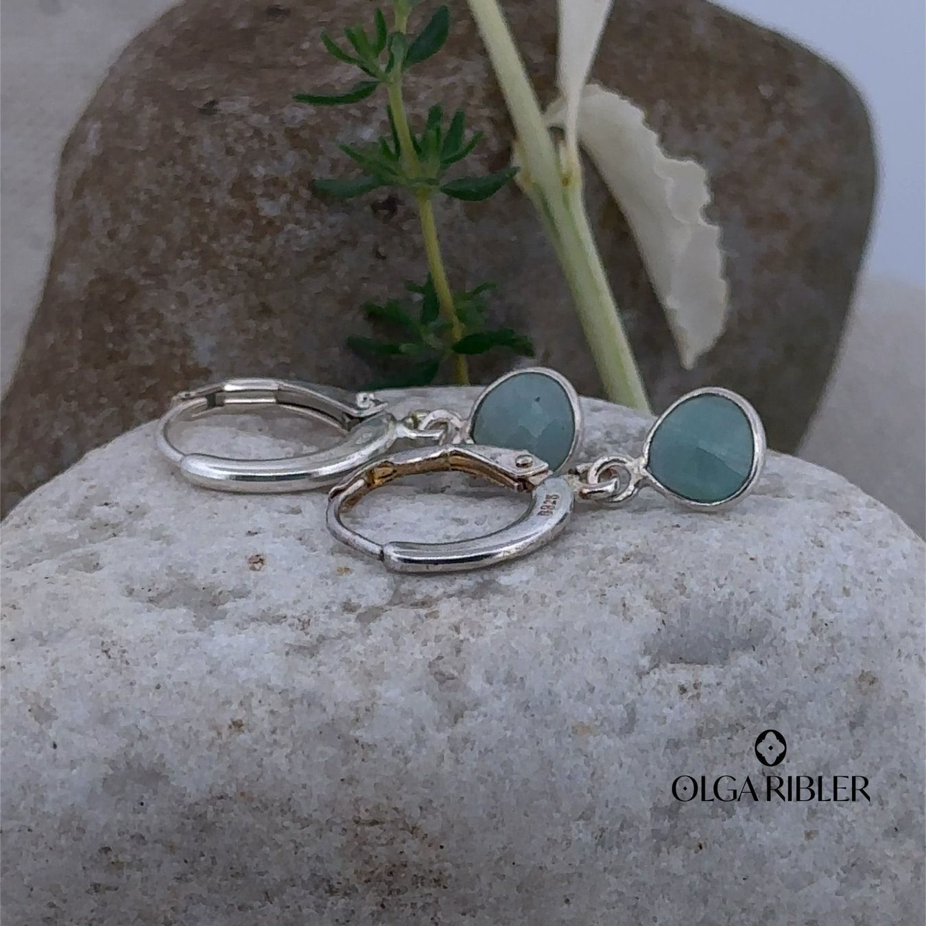 Olga Ribler Orecchini pendenti & Orecchini a lobo: Sterling Silber 925 Creolen mit Amazonite – Nuovo (secondo la descrizione) da Luzern venduto da Schmuckoutlet 2