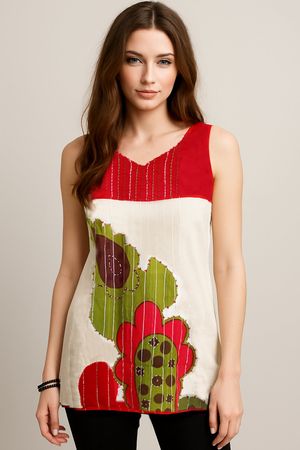 Magic Woman Bluse Top mit Stickereien Kaktus M zu Nile