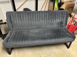 2x Sitzbank in Metall schwarz, Textil Grau