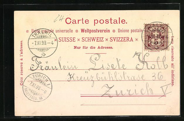 Cartoline postali: Thalweil, Totalansicht mit Alpenpanorama – Usato da Berlin venduto da bartko-reher 1