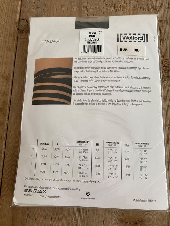 Wolford Bondage Tights Gr sse M black Originalverpackt Kaufen