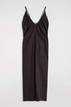 COS Kleid mit tiefem V-Ausschnitt und Raffungen Gr. 38