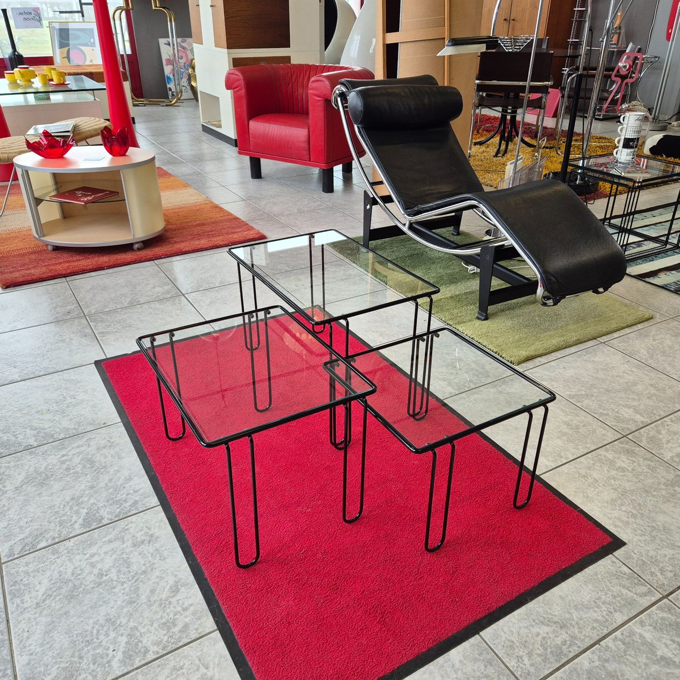 Tavoli: 1980 Wire Nesting Tables, Satztisch, Coffee-Table Glastische – Usato da Nottwil venduto da Wondewa-Shop 8