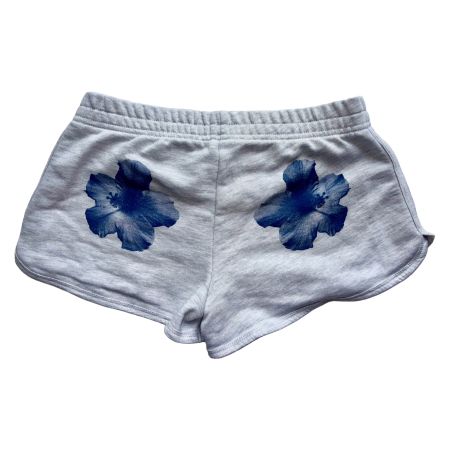 [New] Light Grey Subdued Hibiscus Flower Shorts (Size M)
