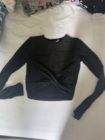 Top donna nero glitterato taglia S 