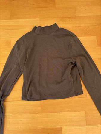 Langarmshirt in grau/blau/violett, grösse S, cropped