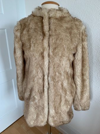 asos Damen Kunstfell Jacke, Gr. 36, Beige