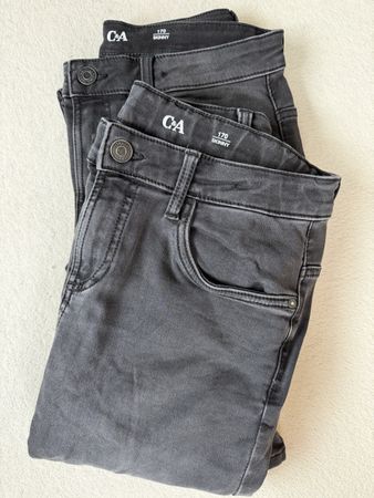 2 Paar Jeans C&A, Skinny, Gr. 170, schwarz.