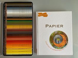 Livre "Papier" + boîte de crayons de Caran d'Ache