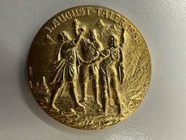 Medaille 1. August-Taler 1985 Silber 900 vergoldet 19g