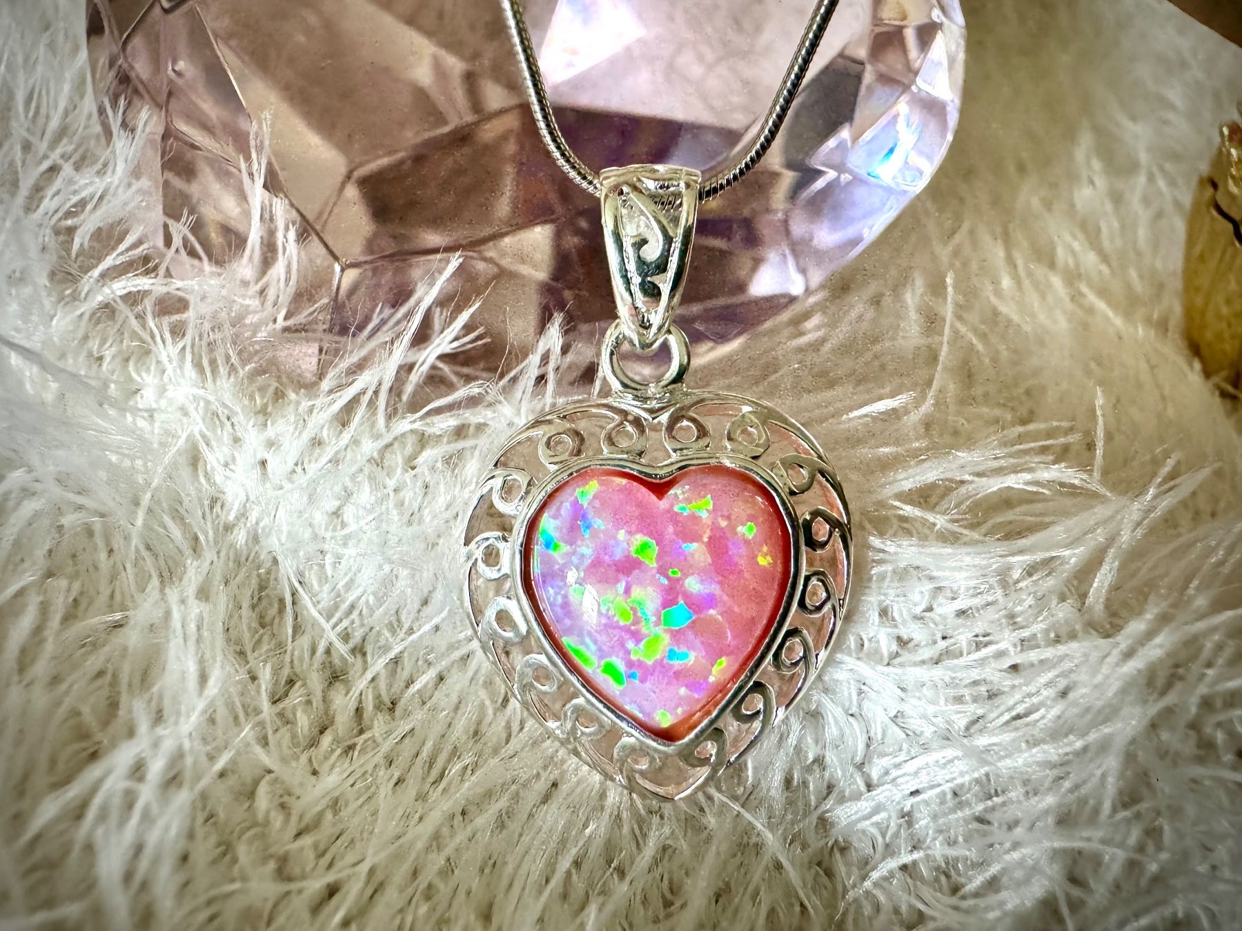 Anhänger: Herz  Anhänger Silber 925synthetischer Edel Opal – Neu (gemäss Beschreibung) aus Zürich von LIBELLA13 3