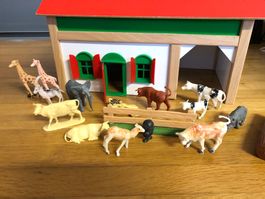 Holztiere Bauernhof Tiere Haus Spielsachen Stall Holzhaus