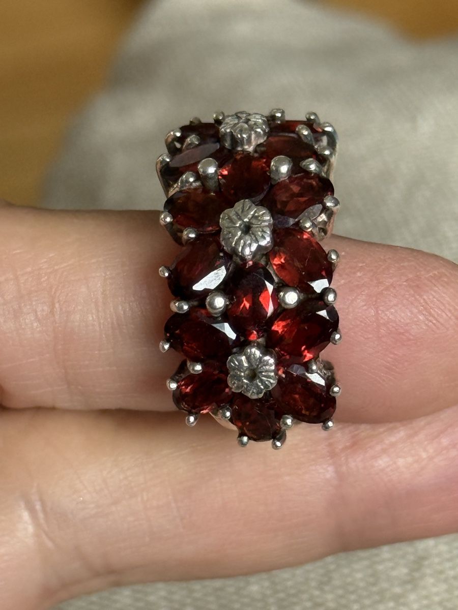 Anelli: Stunning Garnet Gemstone & Silver Ring – Usato da Zürich venduto da DEGU 4